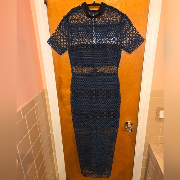 Self Portrait High Neck Panel Dress